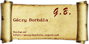 Géczy Borbála névjegykártya